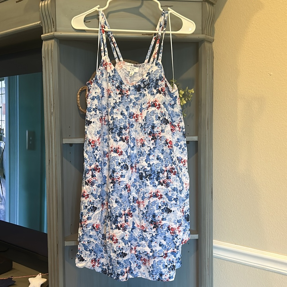 Crown & Ivy blue and red floral tank dress